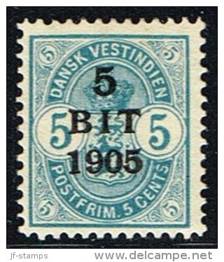 1905. Surcharge. 5 BIT On 5 C. Blue. (Michel: 39) - JF153419 - Danish West Indies