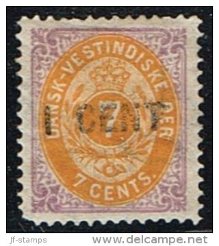 1887. Surcharge. 1 CENT On 7 C. Red Lilac/dull Yellow. Second Print.  Normal Frame. Per... (Michel: 14 Ib) - JF153339 - Danish West Indies