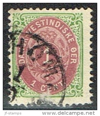 1896-1906. Bi-coloured. 1 Cent Green/red. Normal Frame. Perf. 12 3/4. Scerce. Thin On T... (Michel: 16 I) - JF153316 - Danish West Indies