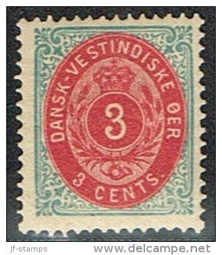 1873-1874. Bi-coloured. 3 C. Blue/red. Inverted Frame. Perf. 14x13½. (Michel: 6 IIb) - JF153324 - Danish West Indies