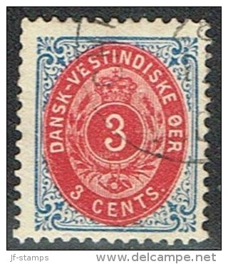 1896-1906. Bi-coloured. 3 C. Blue/red. Inverted Frame. Perf. 12 3/4. (Michel: 17 II) - JF153334 - Danish West Indies