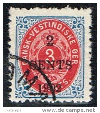 1902. Surcharge. Local, Black Surcharge. 2 CENTS 1902 On 3 C. Blue/red. Inverted Frame.... (Michel: 23 AII) - JF153356 - Danish West Indies