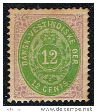 1876-1879. Bi-coloured. 12 C. Lilac/yellow-green. Normal Frame. Perf. 14x13½. (Michel: 12 Ib) - JF153336 - Danish West Indies
