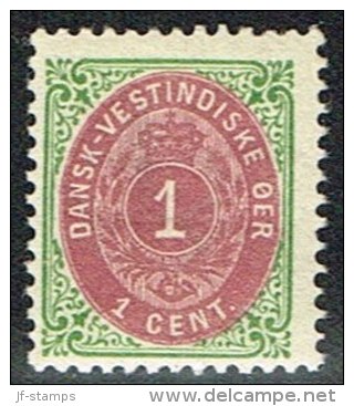 1896-1906. Bi-coloured. 1 Cent Green/red. Inverted Frame. Perf. 12 3/4. (Michel: 16 II) - JF153317 - Danish West Indies