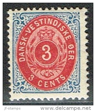 1896-1906. Bi-coloured. 3 C. Blue/red. Inverted Frame. Perf. 12 3/4. (Michel: 17 II) - JF153331 - Danish West Indies