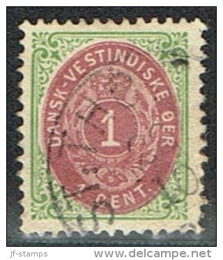 1896-1906. Bi-coloured. 1 Cent Green/red. Inverted Frame. Perf. 12 3/4. (Michel: 16 II) - JF153319 - Danish West Indies