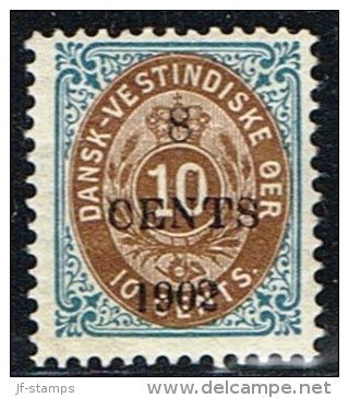 1902. Surcharge. Local, Black Surcharge. 8 CENTS 1902 On 10 C. Blue/brown. Normal Frame. (Michel: 24 A I) - JF153357 - Danish West Indies