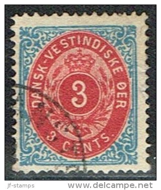1873-1874. Bi-coloured. 3 C. Blue/red. Inverted Frame. Perf. 14x13½. (Michel: 6 IIb) - JF153330 - Danish West Indies