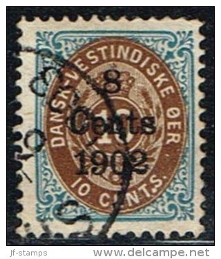 1902. Surcharge. Copenhagen Surcharge. 8 Cents 1902 On 10 C. Blue/brown. Normal Frame. ... (Michel: 26 I (AFA 21w)) - JF - Dänisch-Westindien