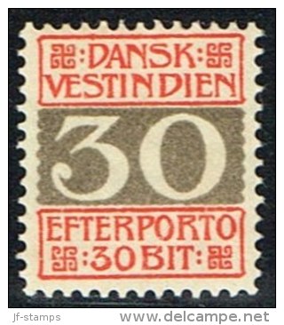 1905. Numeral Type.  30 Bit Red/grey (Michel: P7A) - JF153511 - Danish West Indies