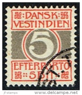 1905. Numeral Type.  5 Bit Red/grey (Michel: P5A) - JF153494 - Danish West Indies