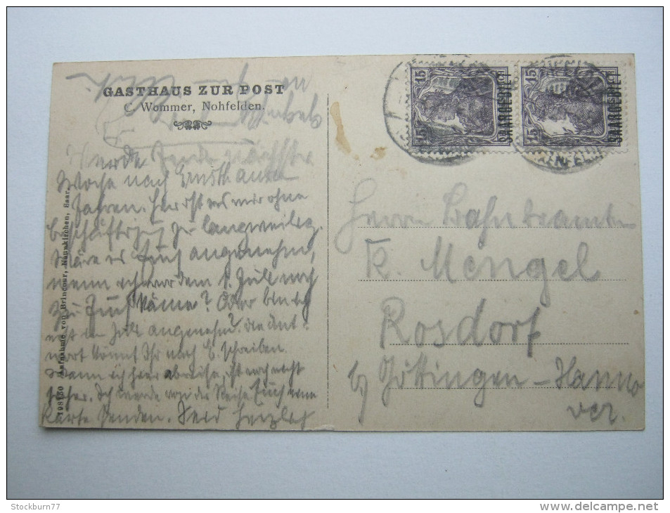 1921 , NOHFELDEN  Karte Nach Rosdorf - Brieven En Documenten