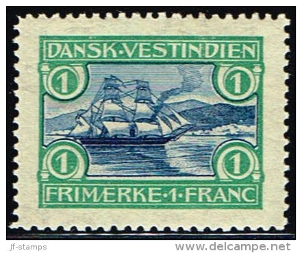 1905. St. Thomas Harbour. 1 Fr. Blue/green. LUX. (Michel: 35) - JF158928 - Danish West Indies