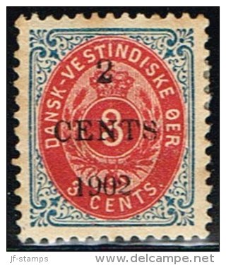1902. Surcharge. Local, Black Surcharge. 2 CENTS 1902 On 3 C. Blue/red. Inverted Frame.... (Michel: 23 AII) - JF158902 - Danish West Indies