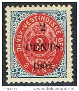 1902. Surcharge. Local, Black Surcharge. 2 CENTS 1902 On 3 C. Blue/red. Inverted Frame.... (Michel: 23 AII) - JF157842 - Danish West Indies