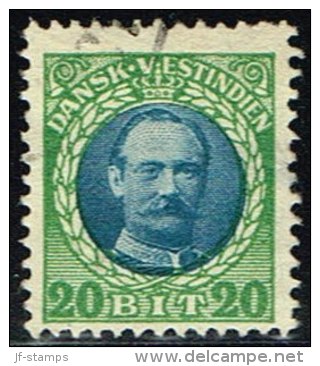 1907-1908. Frederik VIII. 20 Bit Blue/green. (Michel: 44) - JF158905 - Danish West Indies