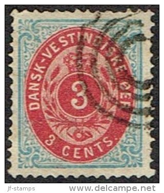 1873-1874. Bi-coloured. 3 C. Blue/rose.Normal Frame. Perf. 14x13½. 2. Print.  (Michel: 6 Ia) - JF166038 - Danish West Indies