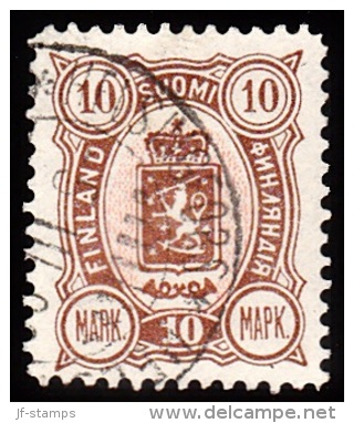 1889. Coat Of Arms. "Three-numbered". Perf. 12½. 10 Mk. Lightbrown/red. (Michel: 34) - JF100688 - Neufs