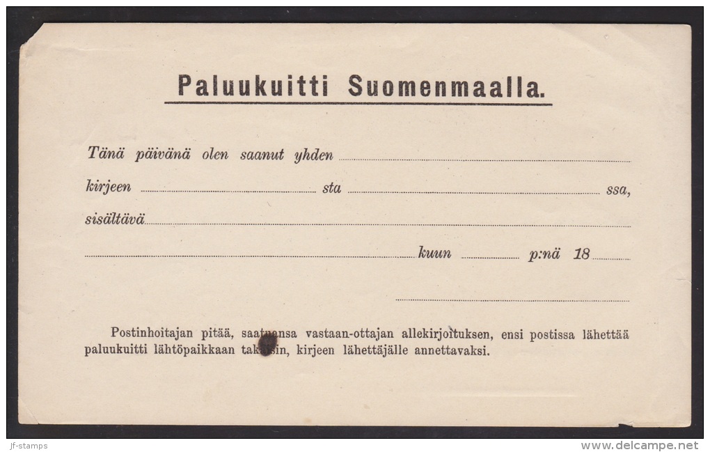 Retour-kort Inom Finland. 10 PENNI.  (Michel: ) - JF111646 - Postal Stationery