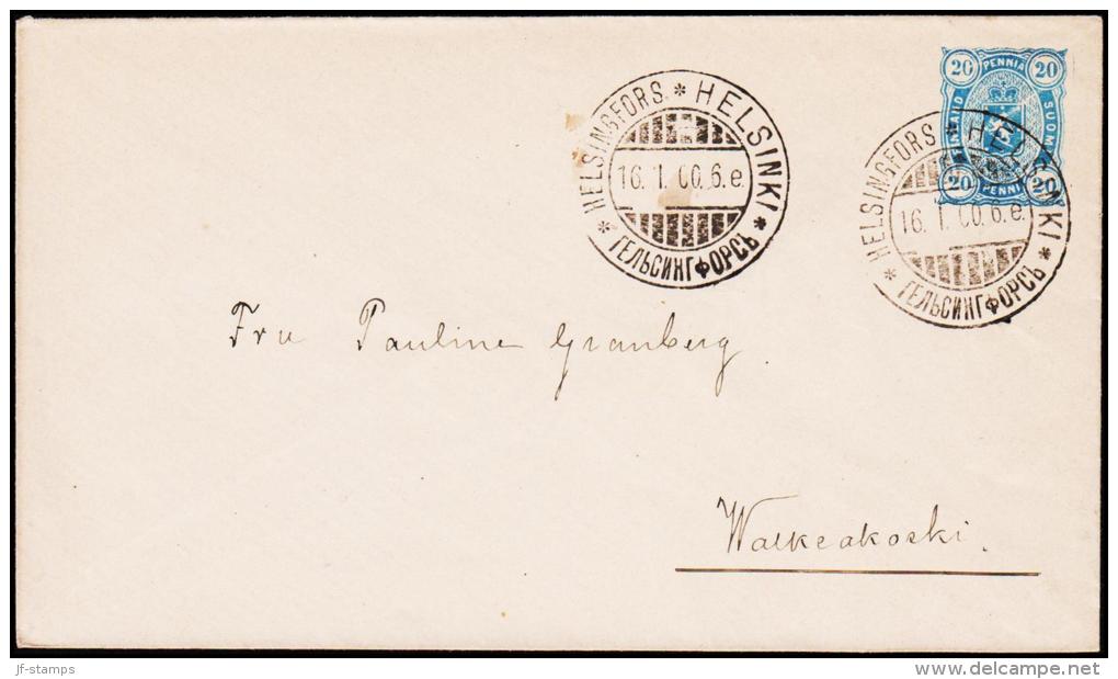 1900. 20 PENNI 150 X 87 MM HELSINGFORS 16.1.00. ONLY ISSUED 271 PIECES.  (Michel: U 26) - JF124008 - Enteros Postales