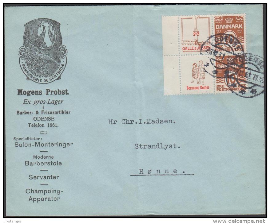 1931-1933. Wavy-line. Børnenes Kontor (without Frame) + 10 øre Yellowbrown, GALLE & JES... (Michel: R 46) - JF171224 - Variétés Et Curiosités