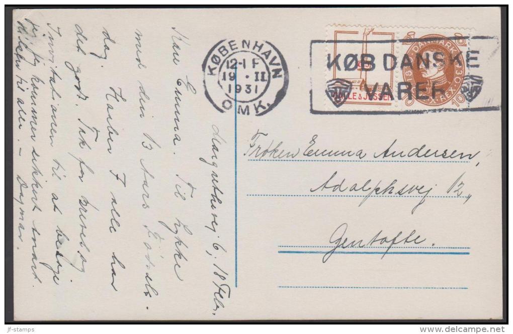 1930. 60th Birthday Of King Christian X. GALLE & JESSEN + 10 øre Brown On Postcard To G... (Michel: R 42) - JF171190 - Plaatfouten En Curiosa