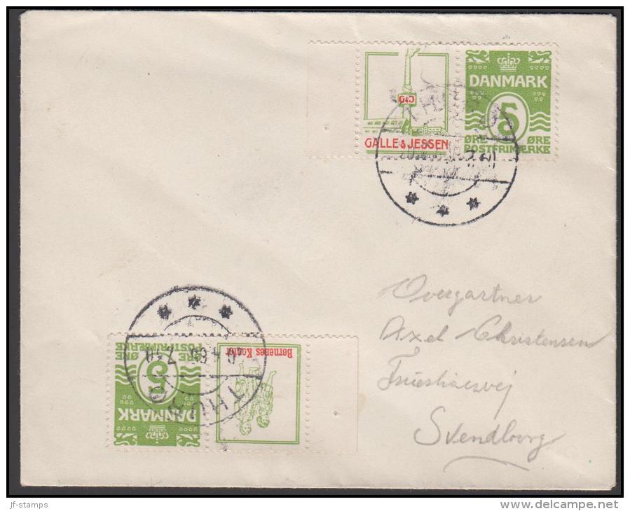 1931-1933. Wavy-line. Børnenes Kontor (with Frame, Red Text) + 5 øre Yellowgreen, GALLE... (Michel: R 49) - JF171241 - Variétés Et Curiosités