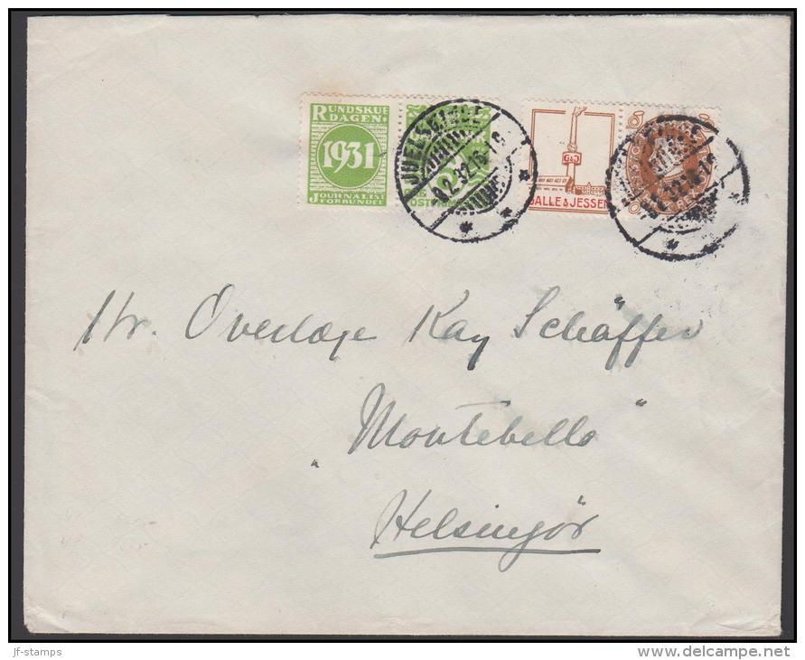 1931-1933. Wavy-line. RUNDSKUEDAGEN 1931 + 5 øre Yellowgreen, GALLE & JESSEN  + Chr. X ... (Michel: R 47 +) - JF171225 - Variétés Et Curiosités