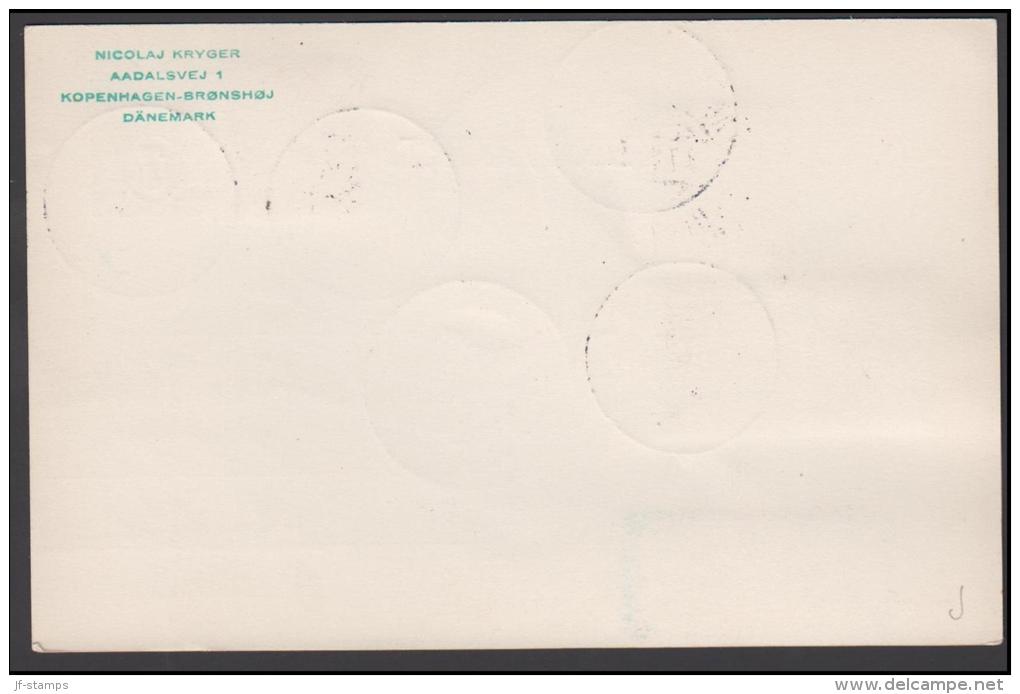 1927-1930. Wavy-line. KKKK + 7 øre Yellowgreen On 7 øre BREVKORT (99-H.) NATTFLYGNING S... (Michel: R 34) - JF171159 - Variedades Y Curiosidades