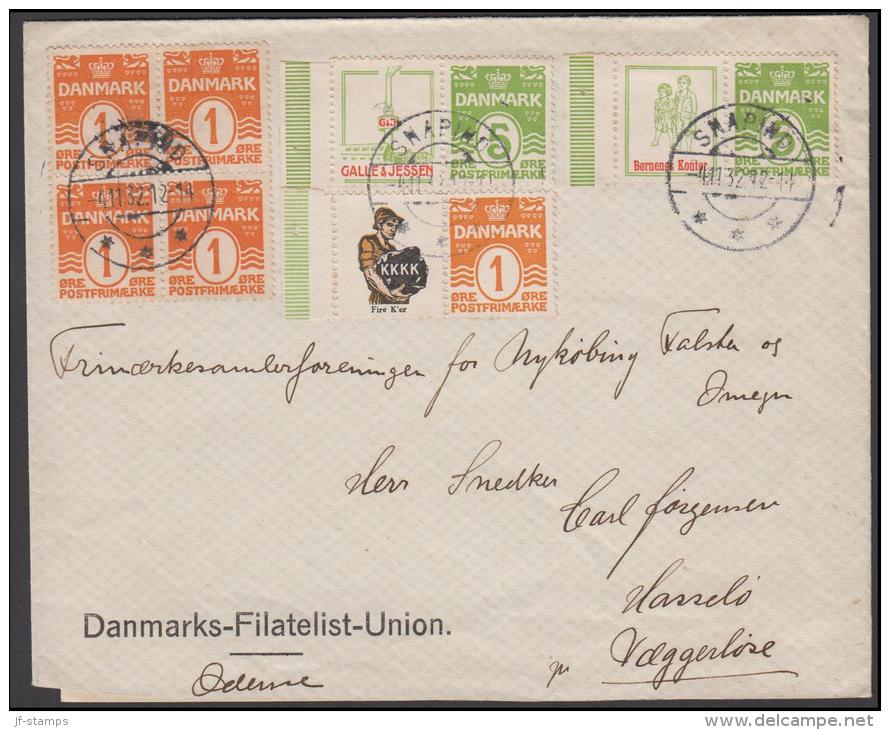 1931-1933. Wavy-line. GALLE & JESSEN + 5 øre Yellowgreen,  Børnenes Kontor + 5 øre, KKK... (Michel: R 43) - JF171185 - Variétés Et Curiosités