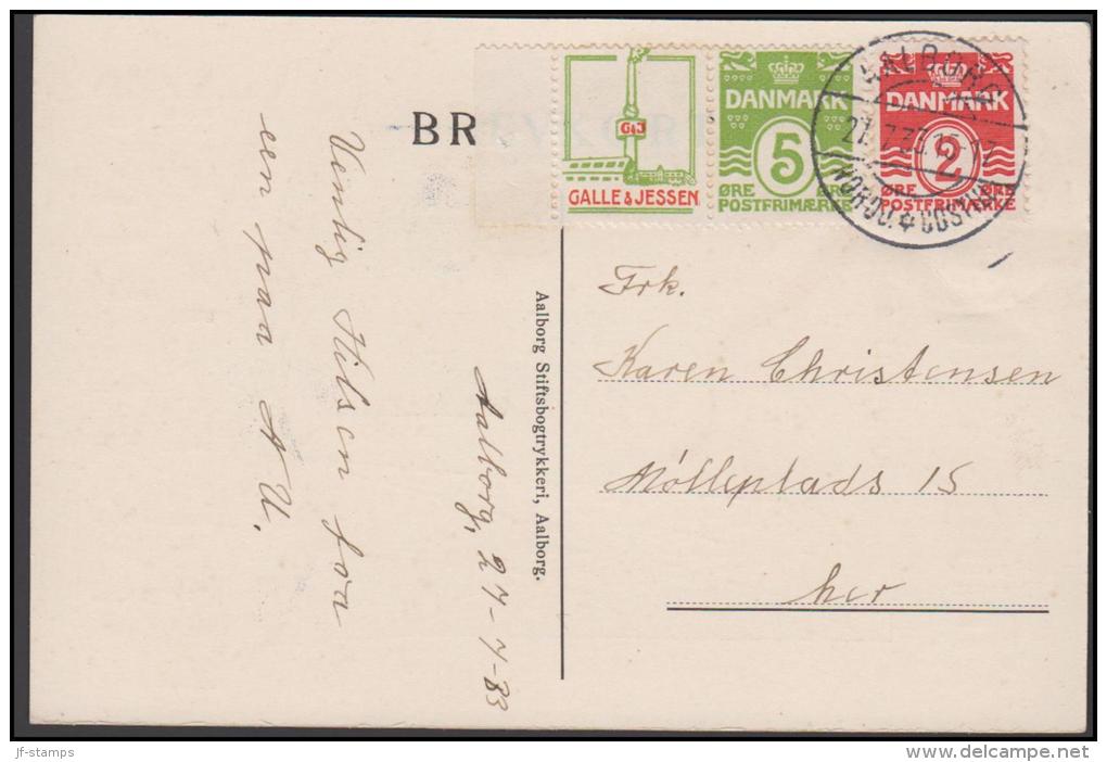 1931-1933. Wavy-line. GALLE & JESSEN + 2x5 øre Yellowgreen On Official Card From AALBOR... (Michel: R 43) - JF171239 - Variedades Y Curiosidades