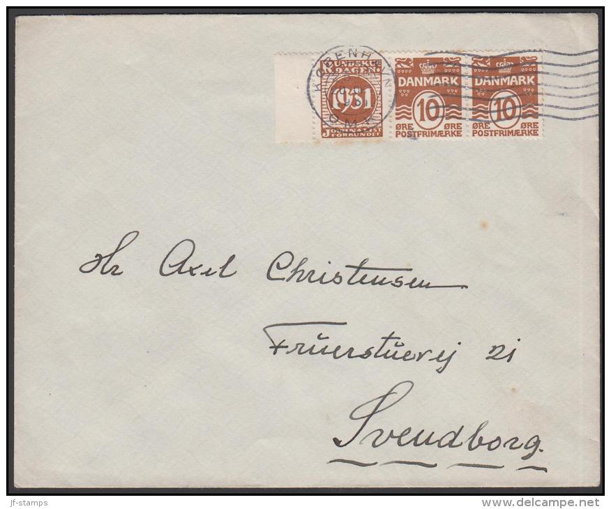 1931-1933. Wavy-line. RUNDSKUEDAGEN 1931 + 10 øre Yellowbrown On Cover From KØBENHAVN 2... (Michel: R 48) - JF171252 - Plaatfouten En Curiosa