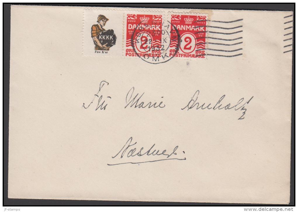 1927-1930. Wavy-line. KKKK + 2 øre Red On Cover To Næstved From KØBENHAVN 22. IX. 1932.  (Michel: R 32) - JF171184 - Plaatfouten En Curiosa