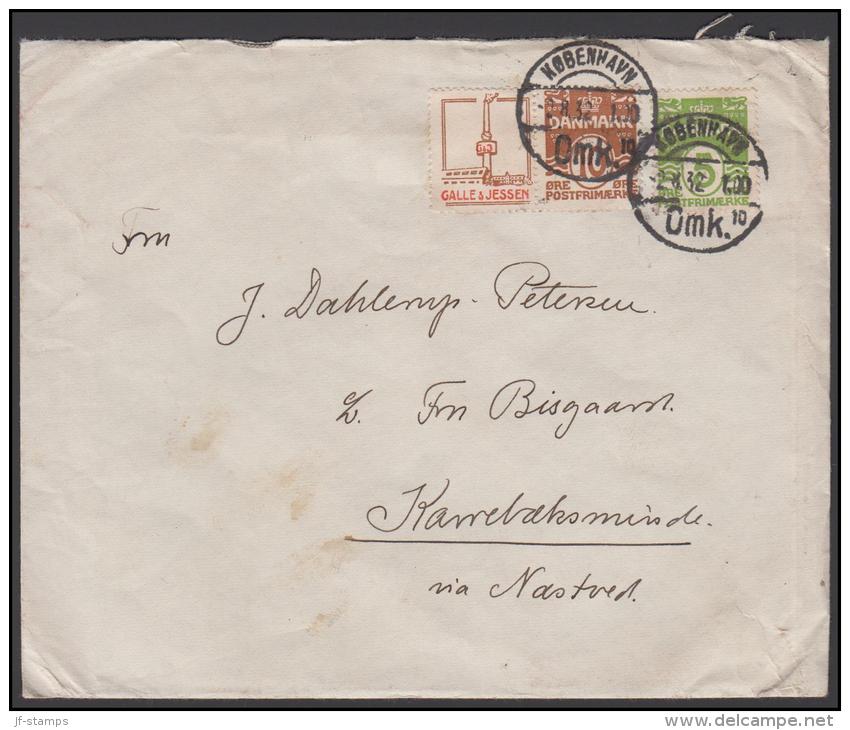 1931-1933. Wavy-line. GALLE & JESSEN + 10 øre Yellowbrown On Cover  From KØBENHAVN 4.8.32. (Michel: R 44) - JF171201 - Variedades Y Curiosidades