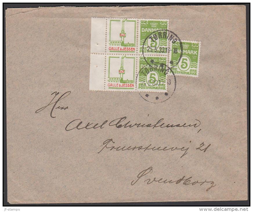 1931-1933. Wavy-line. GALLE & JESSEN + 3X5 øre Yellowgreen On Cover From TØRRING 25.5.33. (Michel: R 43) - JF171244 - Variétés Et Curiosités