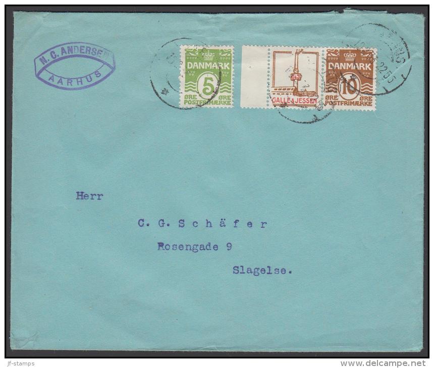 1931-1933. Wavy-line. GALLE & JESSEN + 10 øre Yellowbrown On Cover  From AARHUS 19.2.33. (Michel: R 44) - JF171203 - Variedades Y Curiosidades