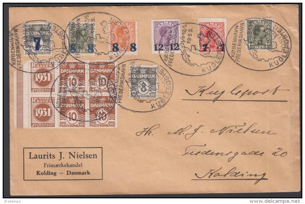 1931-1933. Wavy-line. Complete Bookletpane 6-block RUNDSKUEDAGEN 1931 + 10 øre Yellowbr... (Michel: R 48) - JF171255 - Abarten Und Kuriositäten