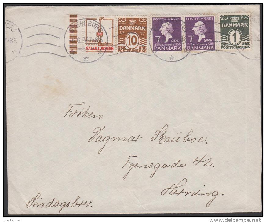 1931-1933. Wavy-line. GALLE & JESSEN + 10 øre Yellowbrown On Cover  From SVENDBORG 6.6.36. (Michel: R 44) - JF171202 - Variedades Y Curiosidades