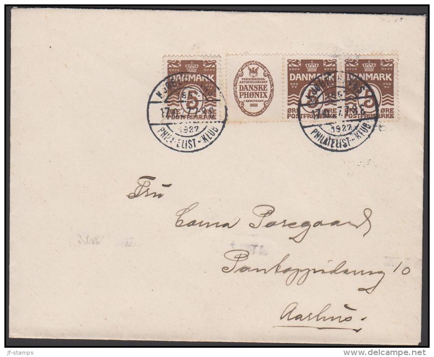 1927-1930. Wavy-line. DANSKE PHØNIX + 2X5 øre Brown And One Extra 5 øre On Cover To Aar... (Michel: R 2) - JF171142 - Variétés Et Curiosités