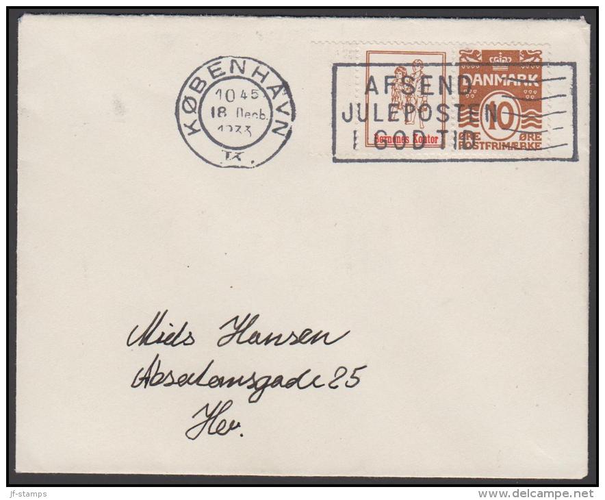 1931-1933. Wavy-line. Børnenes Kontor (with Frame, Red Text) + 10 øre Yellowbrown On Co... (Michel: R 50) - JF171261 - Variétés Et Curiosités