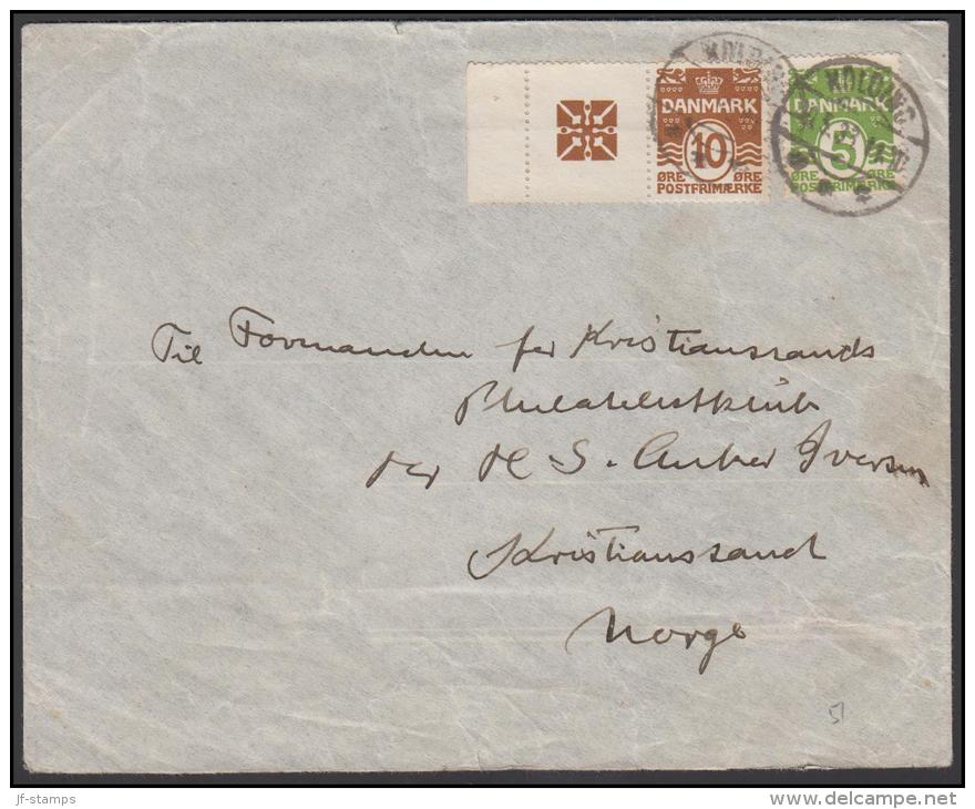 1931-1933. Wavy-line. CROSSES + 10 øre Yellowbrown On Brev From KOLDING 10.5.33. To Nor... (Michel: R 52) - JF171270 - Variedades Y Curiosidades