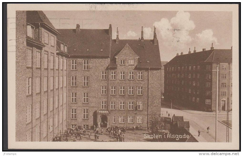 1931-1933. Wavy-line. CROSSES + 10 øre Yellowbrown On Postcard (Skolen I Alsgade) From ... (Michel: R 52) - JF171267 - Variedades Y Curiosidades