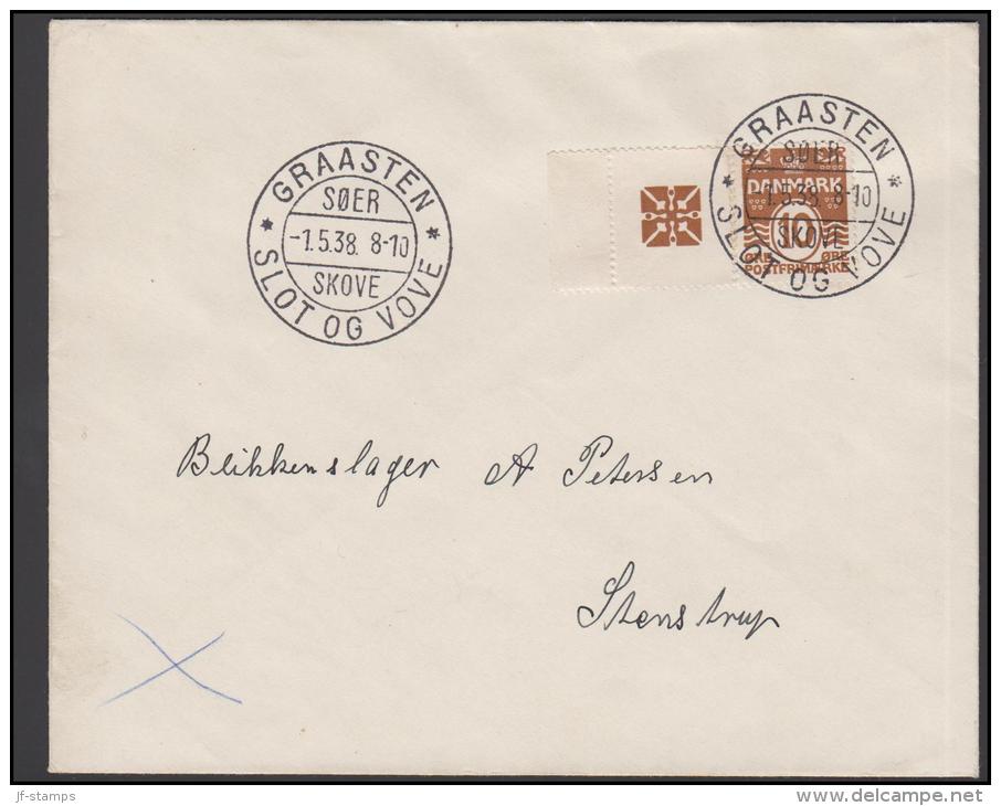 1931-1933. Wavy-line. CROSSES + 10 øre Yellowbrown On Brev From GRAASTEN SLOT OG VOVE S... (Michel: R 52) - JF171268 - Plaatfouten En Curiosa