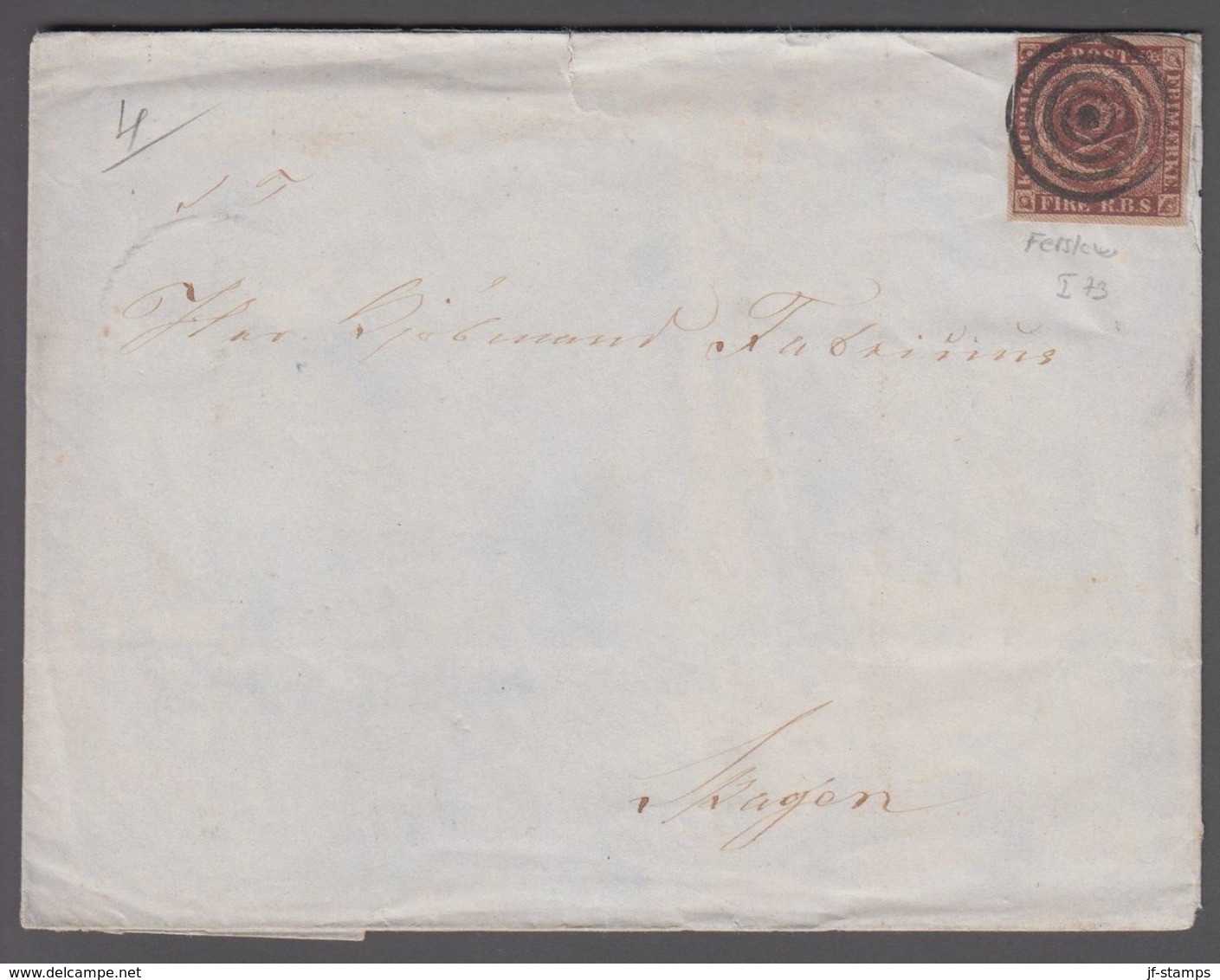 1851. 4 R.B.S. Chocolate-brown. Ferslew Print (I 73). Nice Cover To Skagen Cancelled Wi... (Michel: 1I) - JF104759 - Briefe U. Dokumente