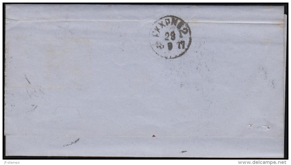 1875. Bi-coloured. 3 Øre Grey/light Ultramarine. Perf. 14x13½. Normal Frame PAIR On Cov... (Michel: 22IYAa) - JF106453 - Briefe U. Dokumente
