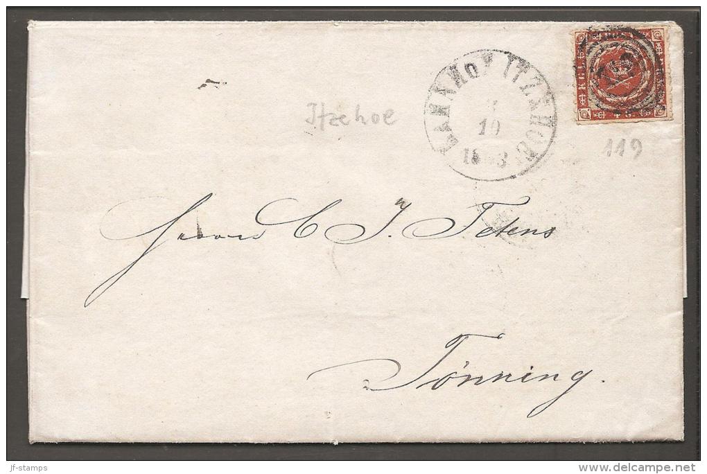 1863. Rouletted. 4 Skilling Brown. 119 BAHNHOF ITZEHOE 3 10 1863.  (Michel: 9) - JF120180 - Covers & Documents