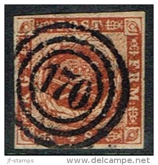 170 Holst. Eisenbahn. On 1854. Dotted Spandrels. 4 Skilling Brown. (Michel: 4) - JF156082 - Unused Stamps
