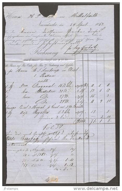 1858. Wavy-lined Spandrels. 4 Skilling Brown, Wmk. I Small Crown 192. SLESV.P.SP.BUR I.... (Michel: 7a) - JF120177 - Lettres & Documents