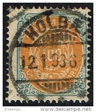 1875-1903. Bi-coloured. 100 Øre Grey/yellow HOLBÆK 12. 1. 93. (Michel: 31) - JF157946 - Nuevos