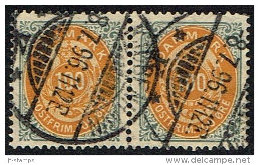 1875. Bi-coloured. 100 Øre Yellow/greenish Grey. Perf. 14x13½. Inverted Frame Pair Kjøb... (Michel: 31IIYA) - JF157950 - Unused Stamps